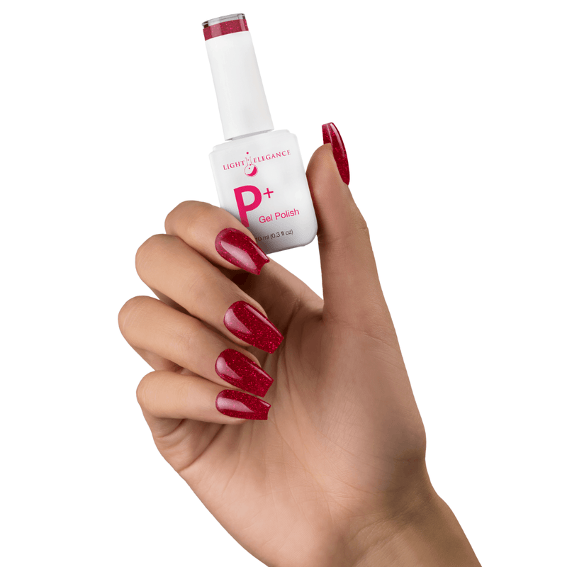 Light Elegance P+ Soak-Off Glitter Gel Polish - Red Chandelier - The Nail Hub