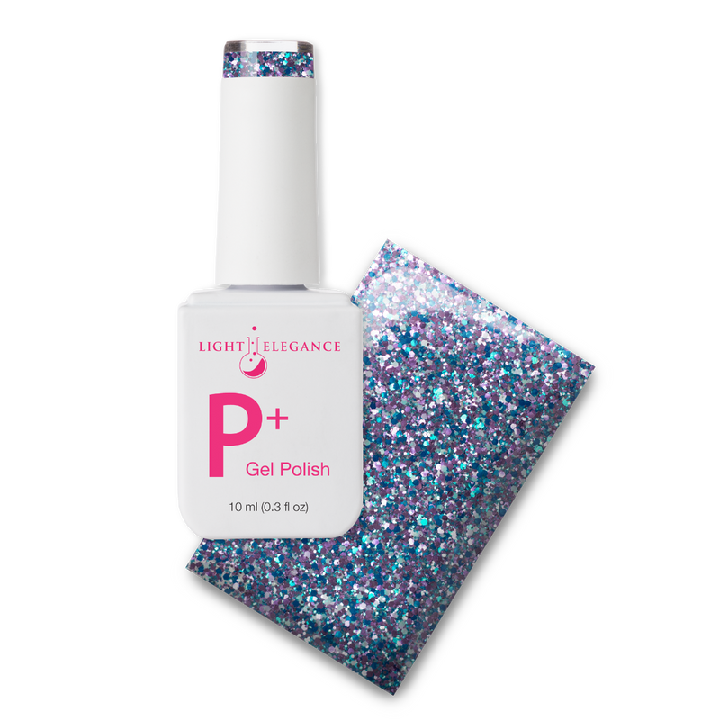 Light Elegance P+ Soak-Off Glitter Gel Polish - Bratty Blue - The Nail Hub