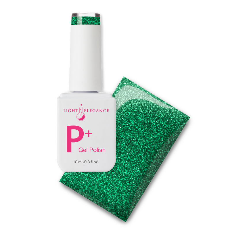 Light Elegance P+ Soak-Off Glitter Gel Polish - Emerald Green - The Nail Hub