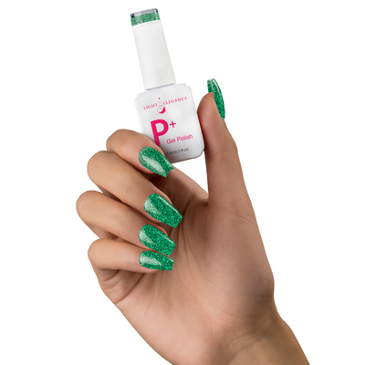 Light Elegance P+ Soak-Off Glitter Gel Polish - Emerald Green - The Nail Hub
