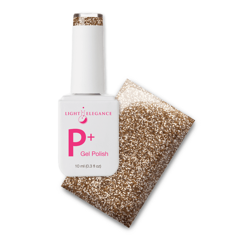 Light Elegance P+ Soak-Off Glitter Gel Polish - Gold - The Nail Hub