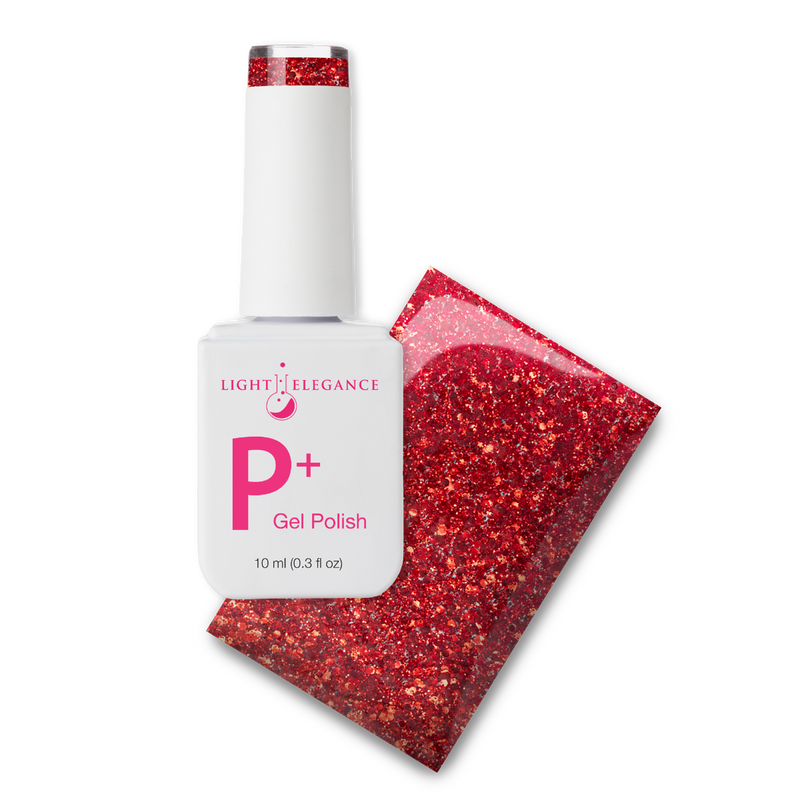 Light Elegance P+ Soak-Off Glitter Gel Polish - Little Red Sled - The Nail Hub