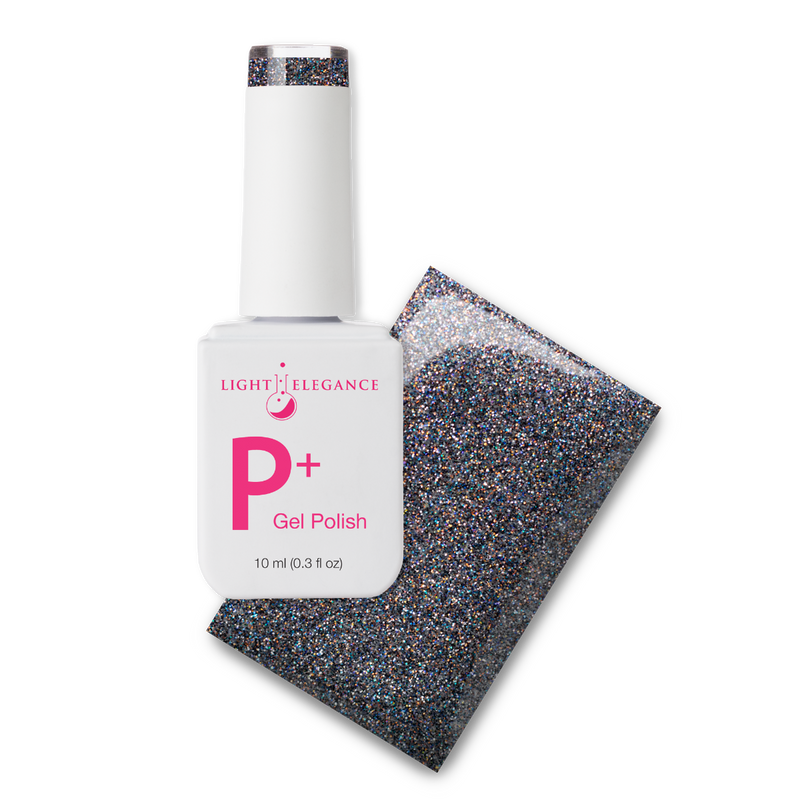 Light Elegance P+ Soak-Off Glitter Gel Polish - Midnight Melancholy - The Nail Hub