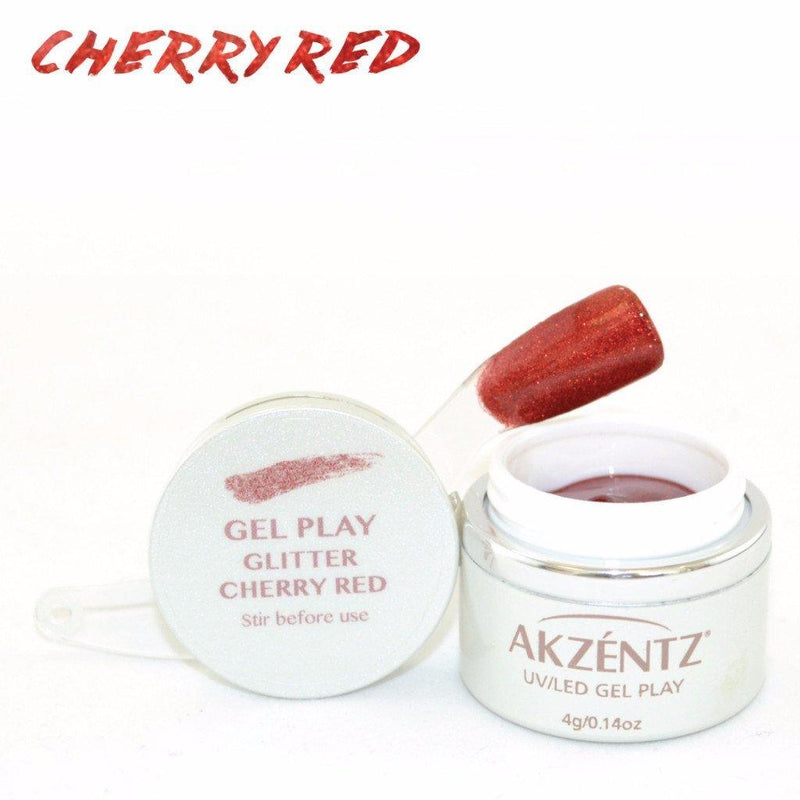 Akzentz Gel Play - Glitter Cherry Red - The Nail Hub