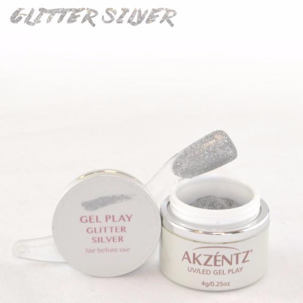 Akzentz Gel Play - Glitter Silver - The Nail Hub
